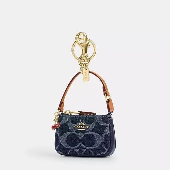 NWT Limited Coach CZ085 Mini Nolita Bag Charm In Signature Denim - Picture 3 of 7